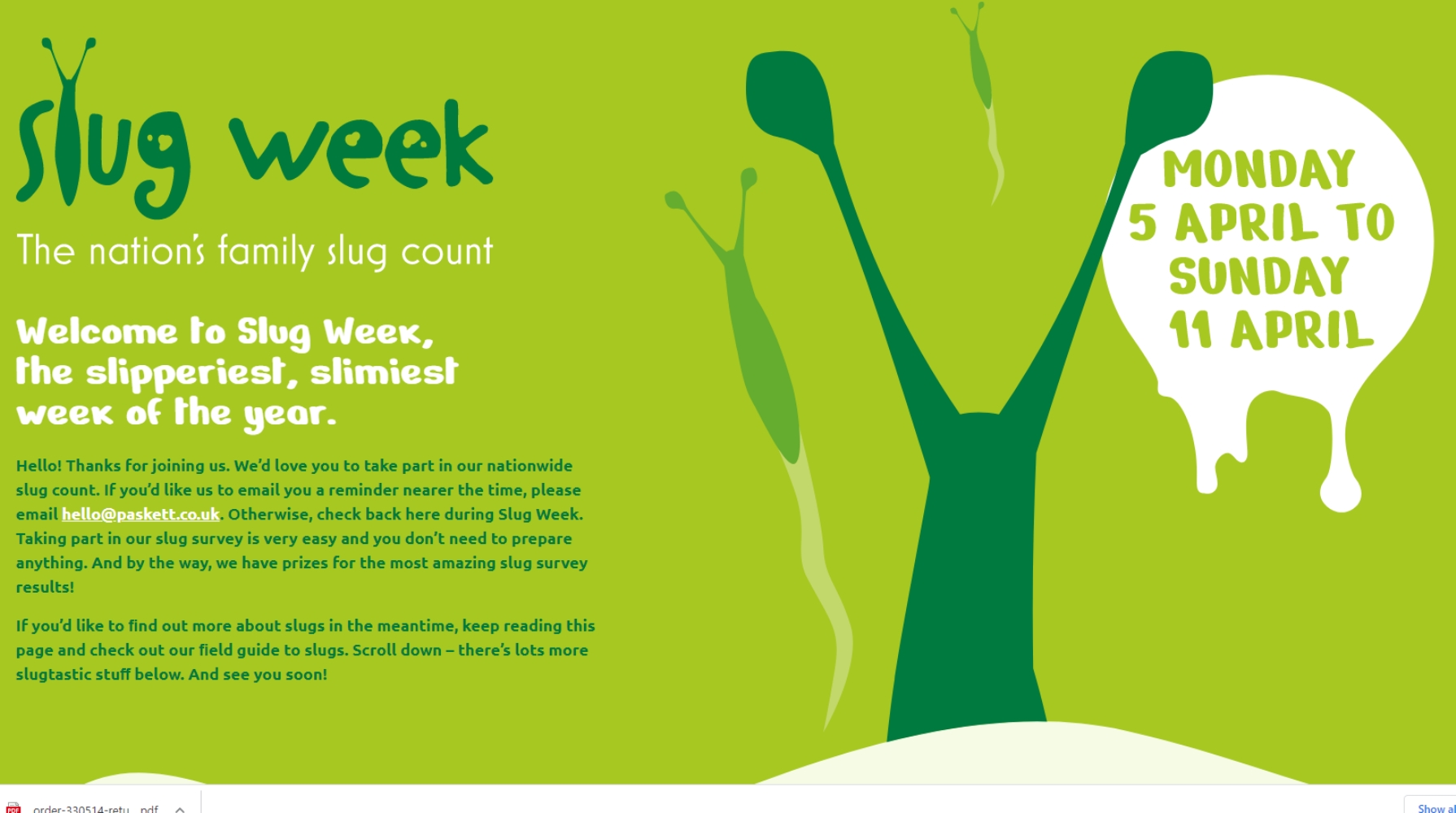 Announcing Slug Week - 5th to the 11th April - Green Gardener